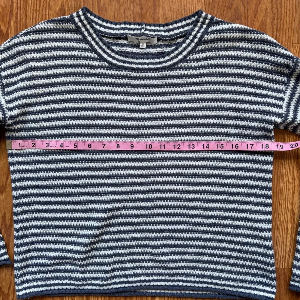Madewell Seagrove Pullover Sweater Stripe XS Blue White Coastal Nautical Preppy